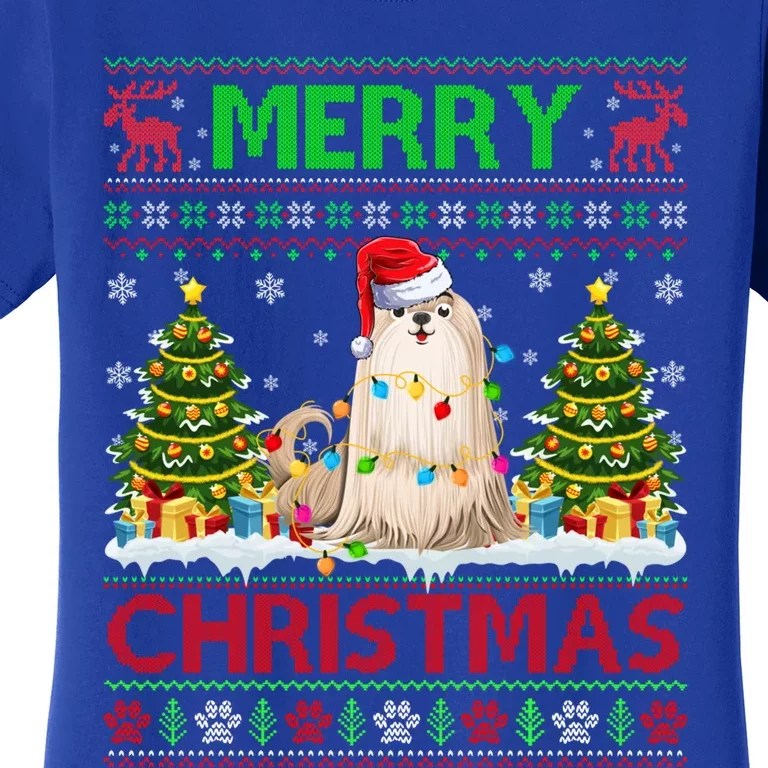 Shih Tzu Christmas Ugly Sweater Shih Tzu Tree Light Xmas Cool Gift Women's T-Shirt