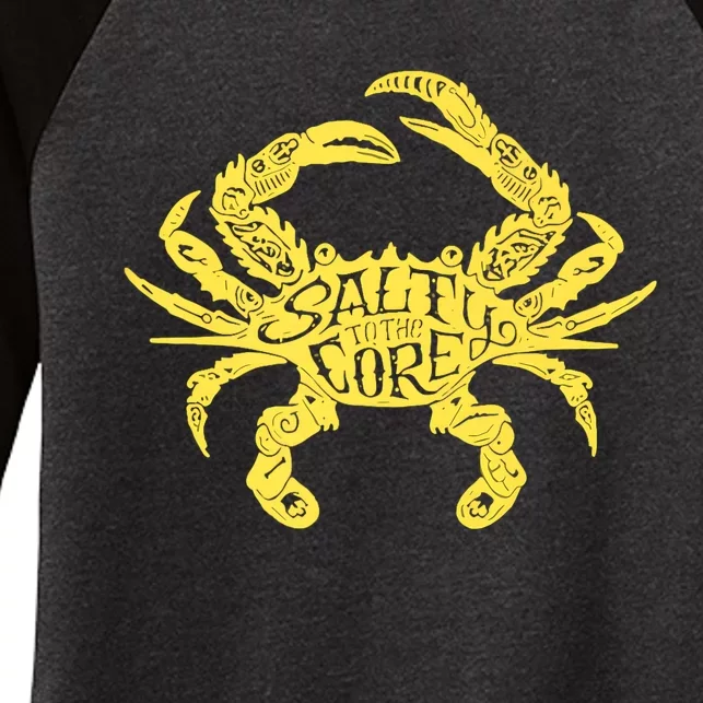 Salty The Core Crab Salty To Core Crab Women's Tri-Blend 3/4-Sleeve Raglan Shirt