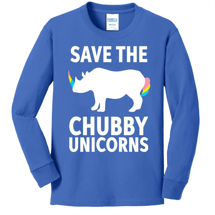 Save The Chubby Unicorns Rhino Activist Gift Kids Long Sleeve Shirt