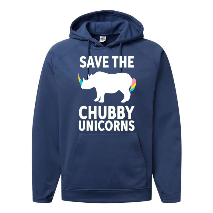 Save The Chubby Unicorns Rhino Activist Gift Performance Fleece Hoodie