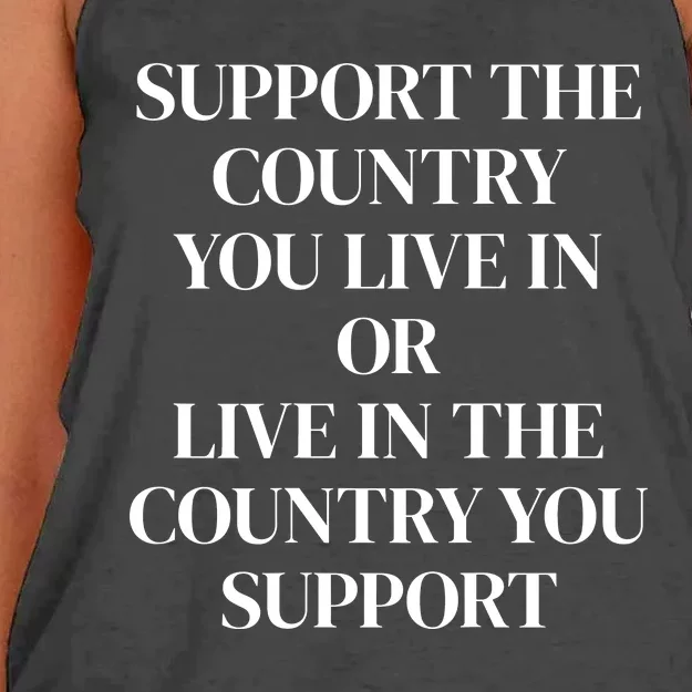 Support The Country You Live In The Country You Support Women's Knotted Racerback Tank