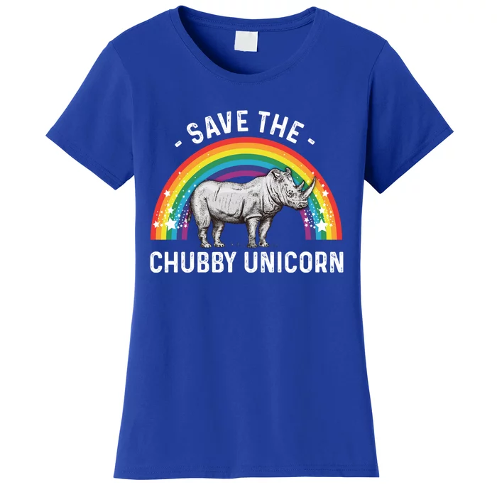 Save The Chubby Unicorns Rhino Conservation Rainbow Gift Women's T-Shirt