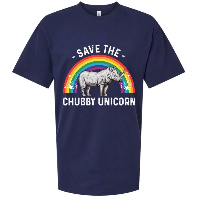 Save The Chubby Unicorns Rhino Conservation Rainbow Gift Sueded Cloud Jersey T-Shirt