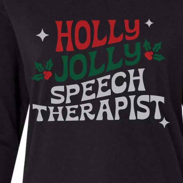 Speech Therapist Christmas Speech Therapy Holly Jolly Womens Cotton Relaxed Long Sleeve T-Shirt