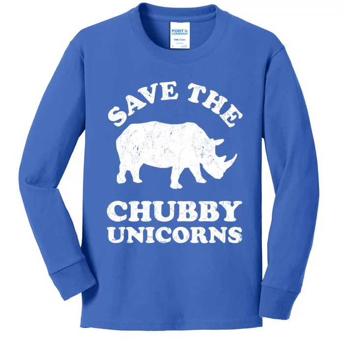 Save The Chubby Unicorns Rhino Funny Animal Rights Activists Gift Kids Long Sleeve Shirt