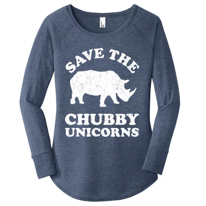 Save The Chubby Unicorns Rhino Funny Animal Rights Activists Gift Women's Perfect Tri Tunic Long Sleeve Shirt