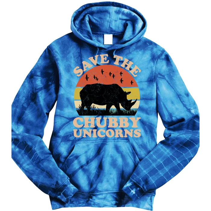 Save The Chubby Unicorns Rhino Funny Animal Rights Activists Cute Gift Tie Dye Hoodie