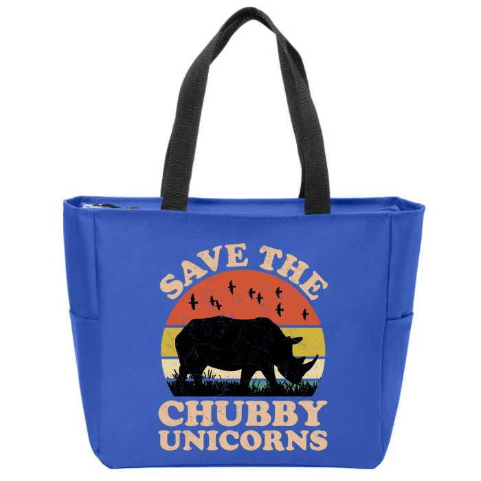 Save The Chubby Unicorns Rhino Funny Animal Rights Activists Cute Gift Zip Tote Bag