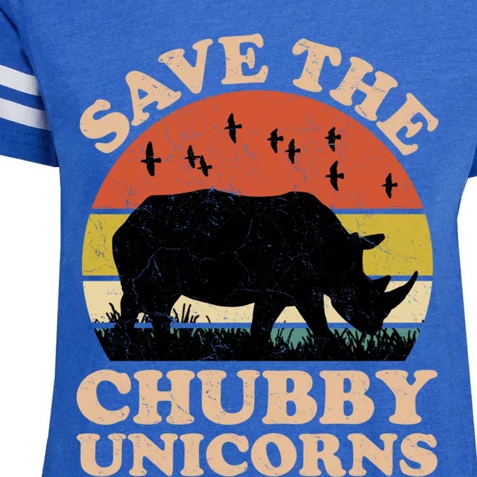 Save The Chubby Unicorns Rhino Funny Animal Rights Activists Cute Gift Enza Ladies Jersey Football T-Shirt