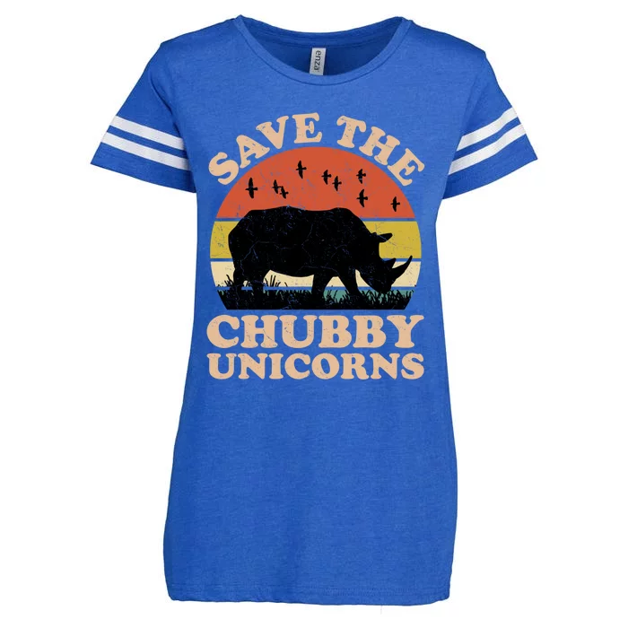 Save The Chubby Unicorns Rhino Funny Animal Rights Activists Cute Gift Enza Ladies Jersey Football T-Shirt