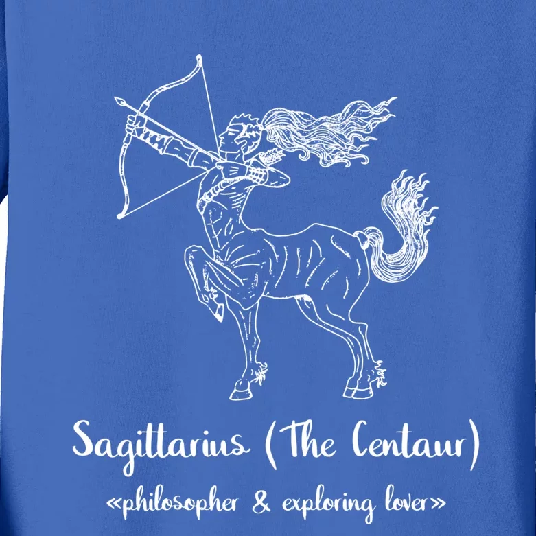 Sagittarius The Centaur Astrology Zodiac Sign Funny Facts Gift Kids Long Sleeve Shirt