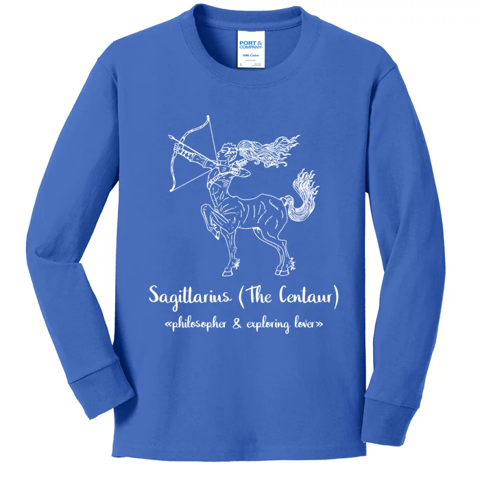 Sagittarius The Centaur Astrology Zodiac Sign Funny Facts Gift Kids Long Sleeve Shirt