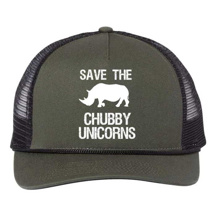 Save The Chubby Unicorns Rhino Funny Gift Retro Rope Trucker Hat Cap