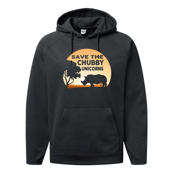 Save The Chubby Unicorns Fat Rhino Funny Performance Fleece Hoodie