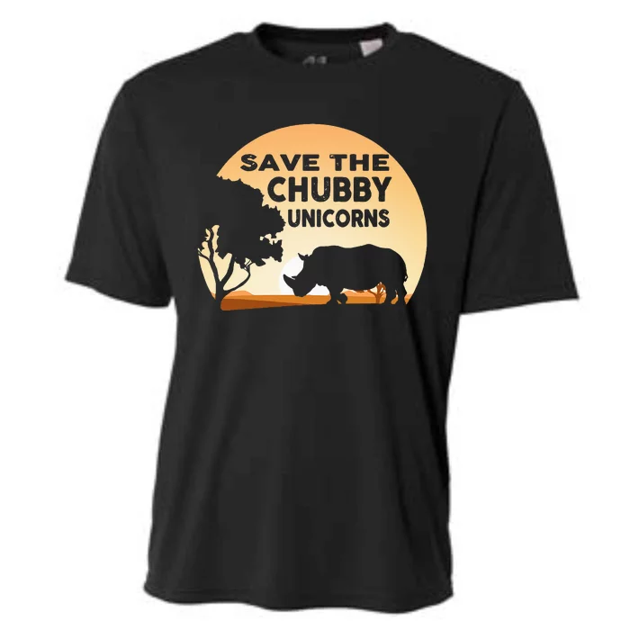 Save The Chubby Unicorns Fat Rhino Funny Cooling Performance Crew T-Shirt