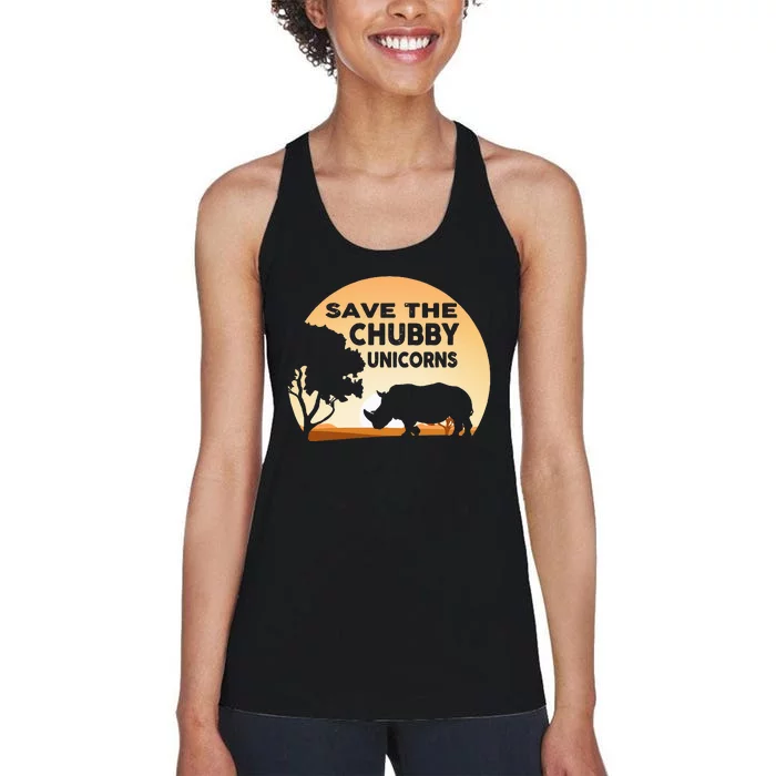 Save The Chubby Unicorns Fat Rhino Funny Women's Racerback Tank