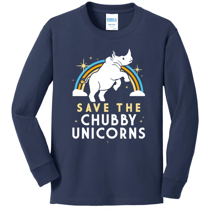 SAVE THE CHUBBY UNICORNS Kids Long Sleeve Shirt