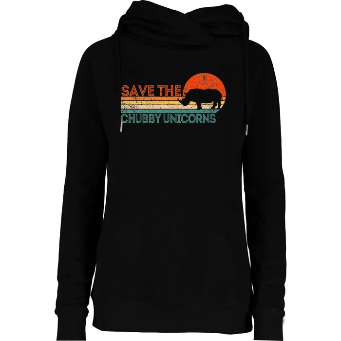 Save The Chubby Unicorns Funny Rhino Chubby Unicorn Womens Funnel Neck Pullover Hood