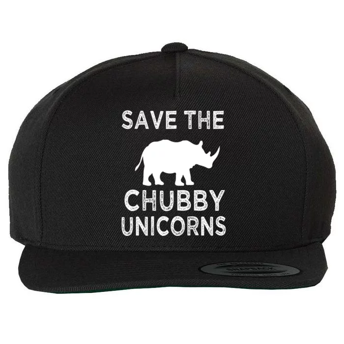 Save The Chubby Unicorns Rhino Funny Cute Gift Wool Snapback Cap