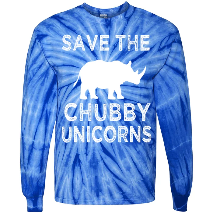 Save The Chubby Unicorns Rhino Funny Cute Gift Tie-Dye Long Sleeve Shirt