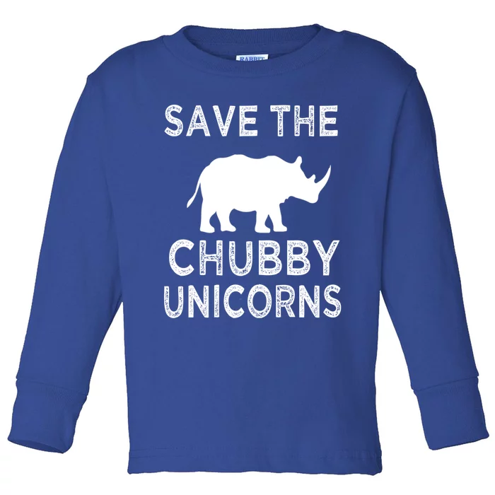 Save The Chubby Unicorns Rhino Funny Cute Gift Toddler Long Sleeve Shirt