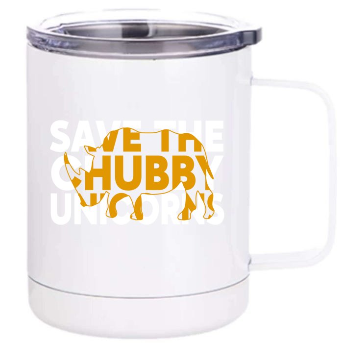 Save The Chubby Unicorn Funny Fat Rhino Animal Rights Gift Front & Back 12oz Stainless Steel Tumbler Cup