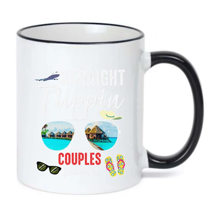 Straight Trippin Couples Trip 2024 Beach Summer Vacation Black Color Changing Mug