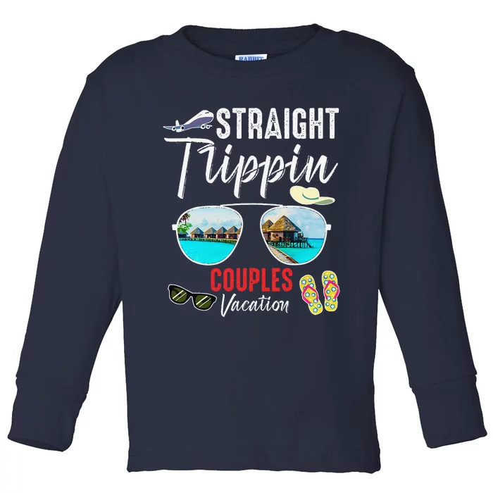 Straight Trippin Couples Trip 2024 Beach Summer Vacation Toddler Long Sleeve Shirt