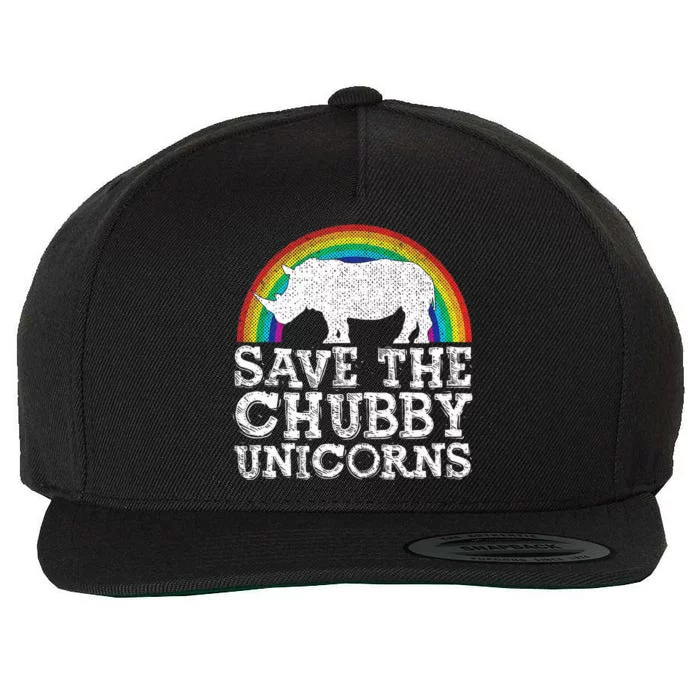 Save The Chubby Unicorns Gift Rhino Conservation Rainbow Wool Snapback Cap