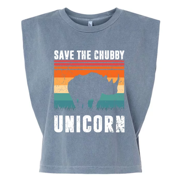 Save The Chubby Unicorns Rhino Lover Cool Gift Garment-Dyed Women's Muscle Tee