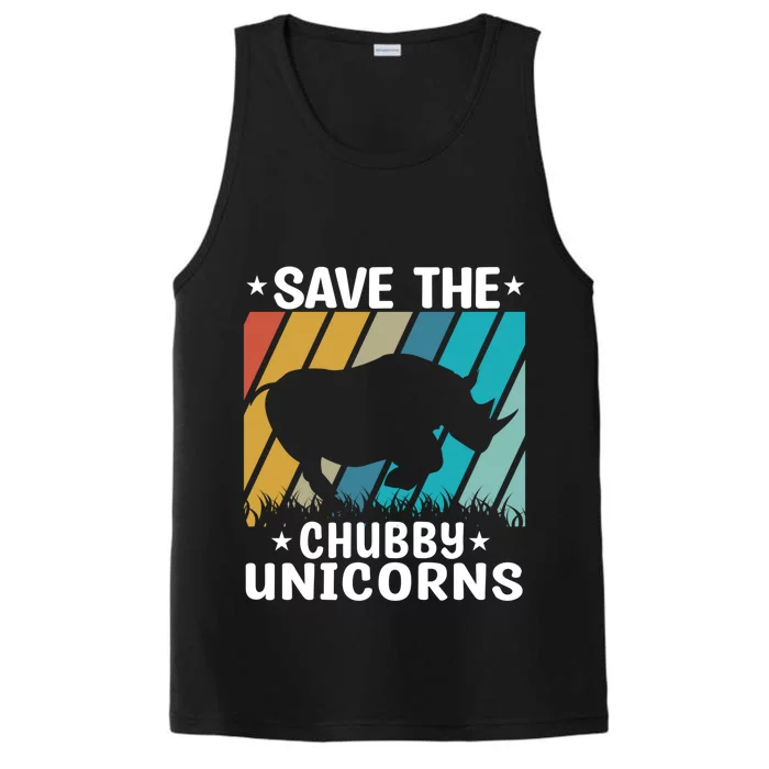 Save The Chubby Unicorn Funny Fat Rhino Animal Rights Cool Gift Performance Tank