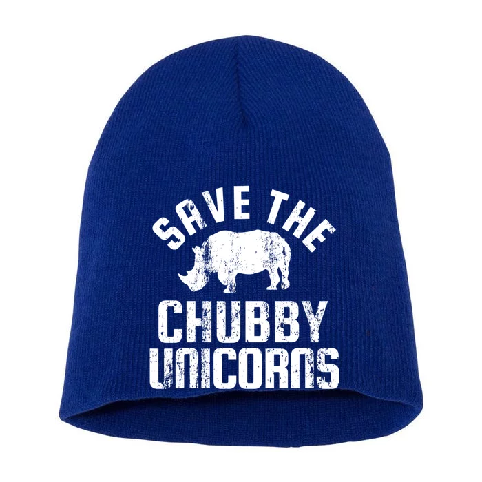 Save The Chubby Unicorns Funny Rhino Rhinoceros Gift Short Acrylic Beanie