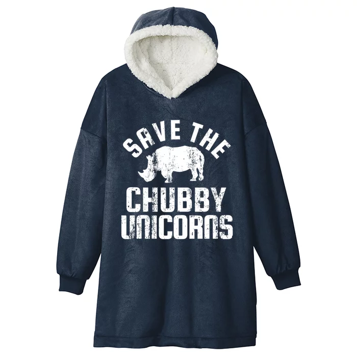 Save The Chubby Unicorns Funny Rhino Rhinoceros Gift Hooded Wearable Blanket