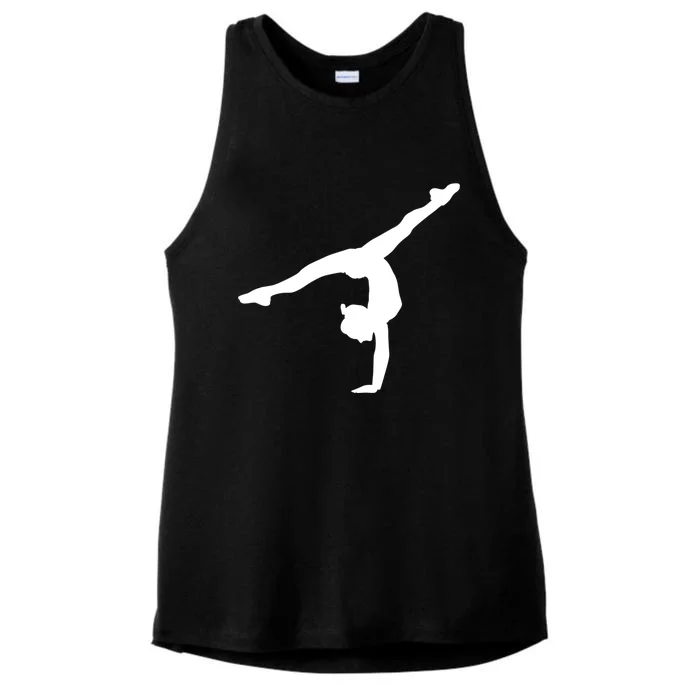 Silhouette Tumbling Cheer Gymnastics Gymnast Acrobatics Fan Gift Ladies Tri-Blend Wicking Tank