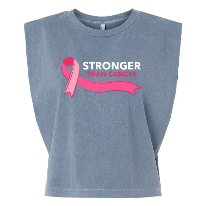 Stronger Than Cancer Pink Ribbon Garment-Dyed Women's Muscle Tee