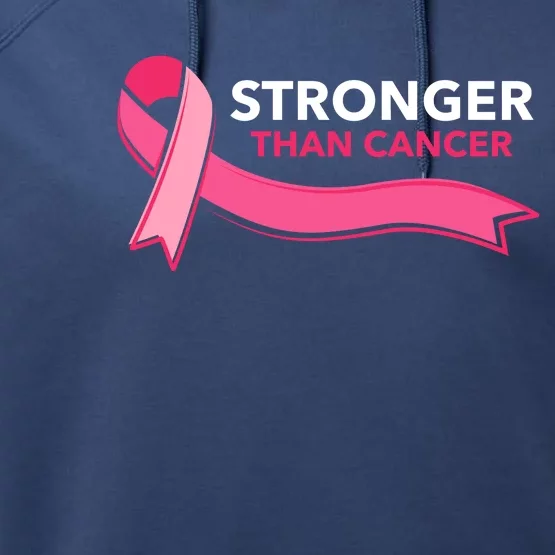 Stronger Than Cancer Pink Ribbon Performance Fleece Hoodie