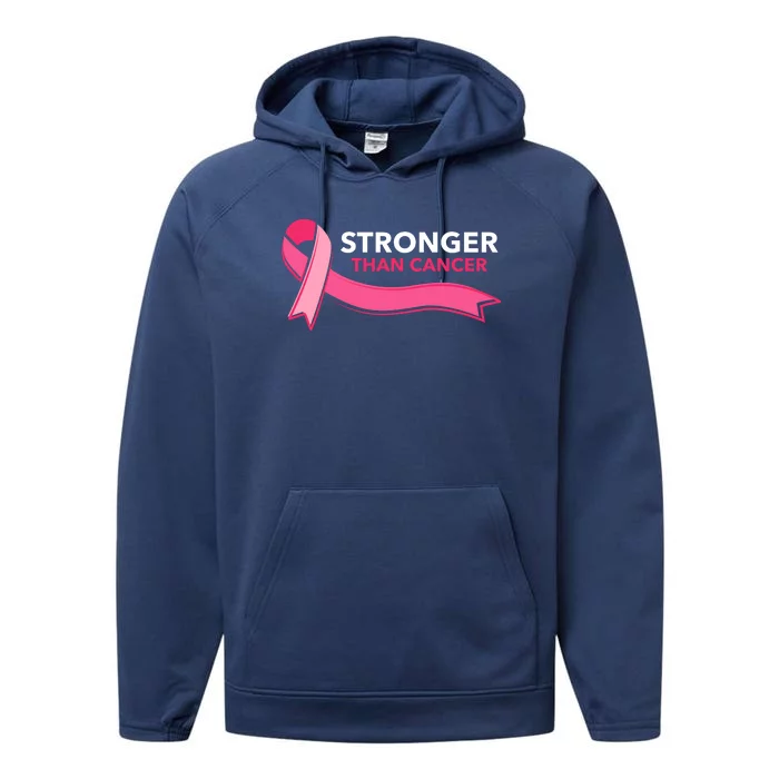 Stronger Than Cancer Pink Ribbon Performance Fleece Hoodie