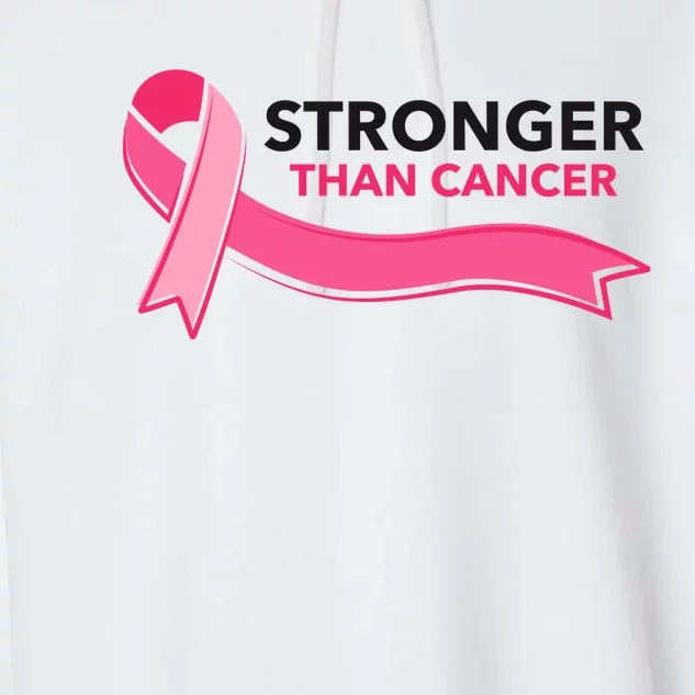 Stronger Than Cancer Pink Ribbon Garment-Dyed Fleece Hoodie