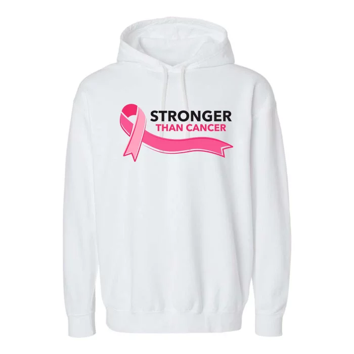 Stronger Than Cancer Pink Ribbon Garment-Dyed Fleece Hoodie