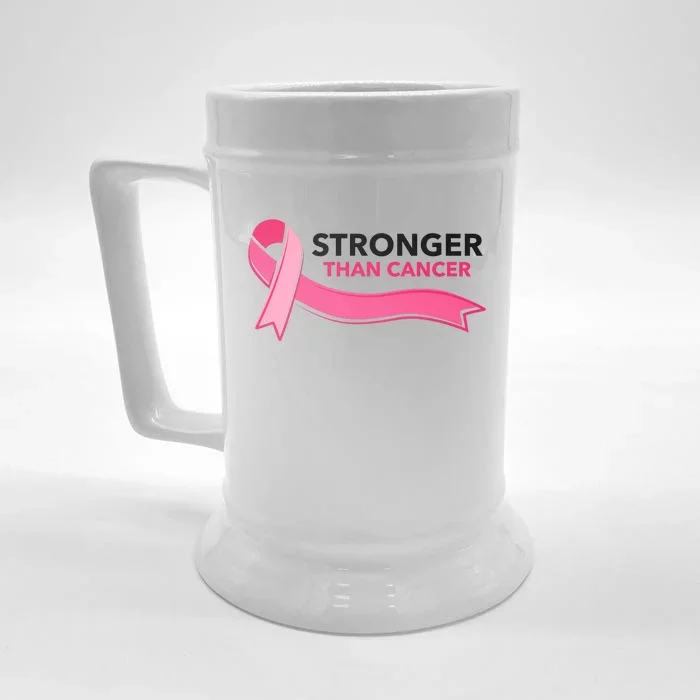 Stronger Than Cancer Pink Ribbon Front & Back Beer Stein