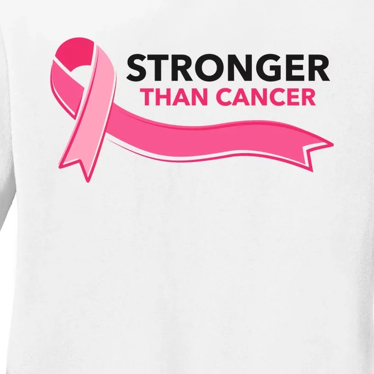 Stronger Than Cancer Pink Ribbon Ladies Long Sleeve Shirt