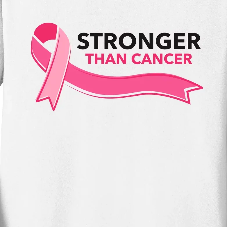 Stronger Than Cancer Pink Ribbon Kids Long Sleeve Shirt