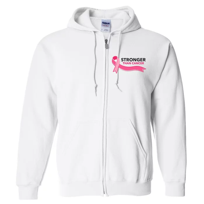 Stronger Than Cancer Pink Ribbon Full Zip Hoodie