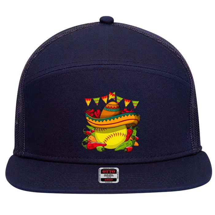 Softball Team Cinco De Mayo Tacos And Softball 7 Panel Mesh Trucker Snapback Hat