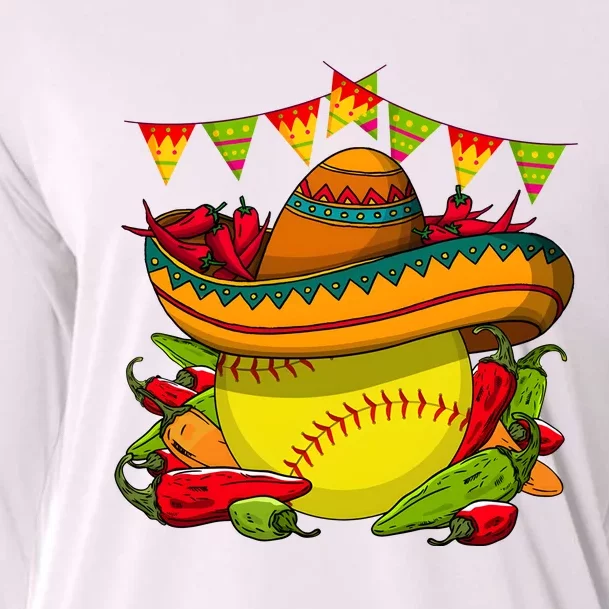 Softball Team Cinco De Mayo Tacos And Softball Cooling Performance Long Sleeve Crew