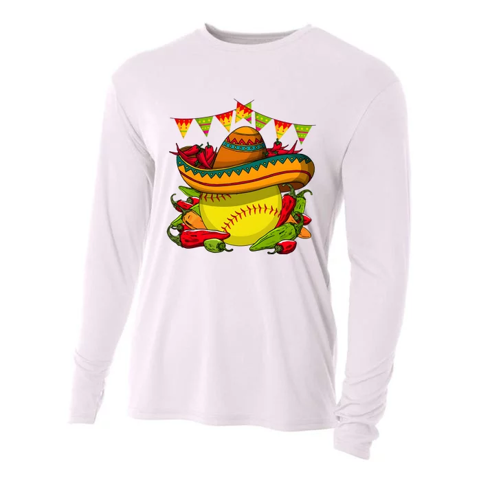 Softball Team Cinco De Mayo Tacos And Softball Cooling Performance Long Sleeve Crew