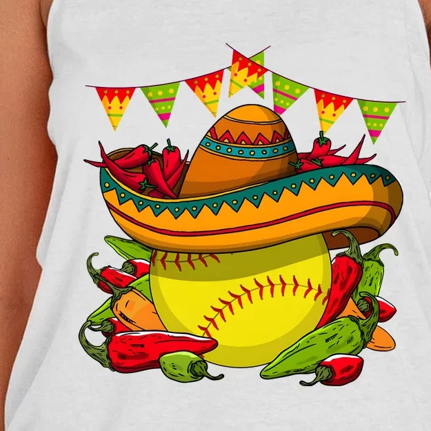 Softball Team Cinco De Mayo Tacos And Softball Women's Knotted Racerback Tank