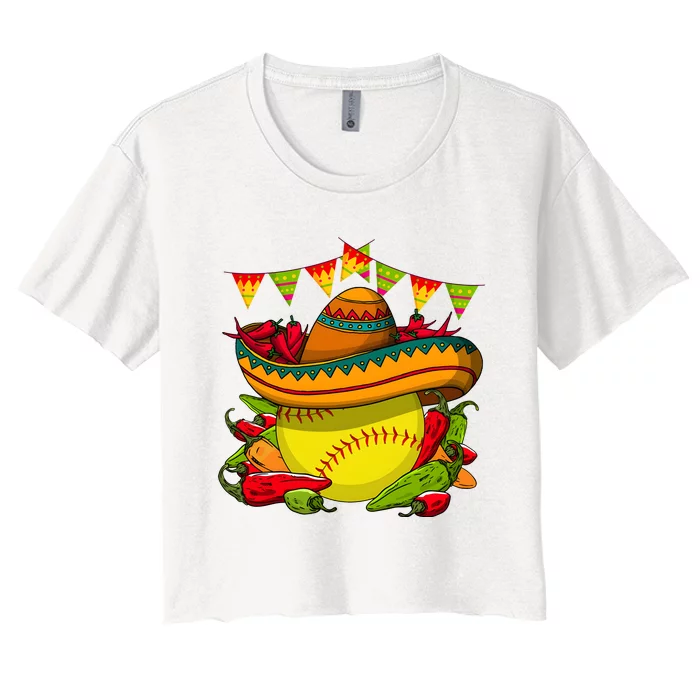 Softball Team Cinco De Mayo Tacos And Softball Women's Crop Top Tee