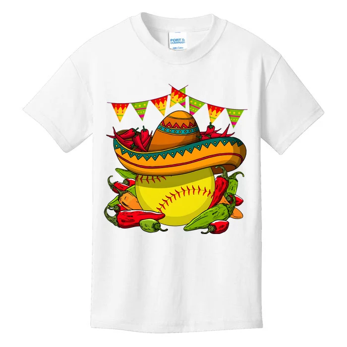 Softball Team Cinco De Mayo Tacos And Softball Kids T-Shirt