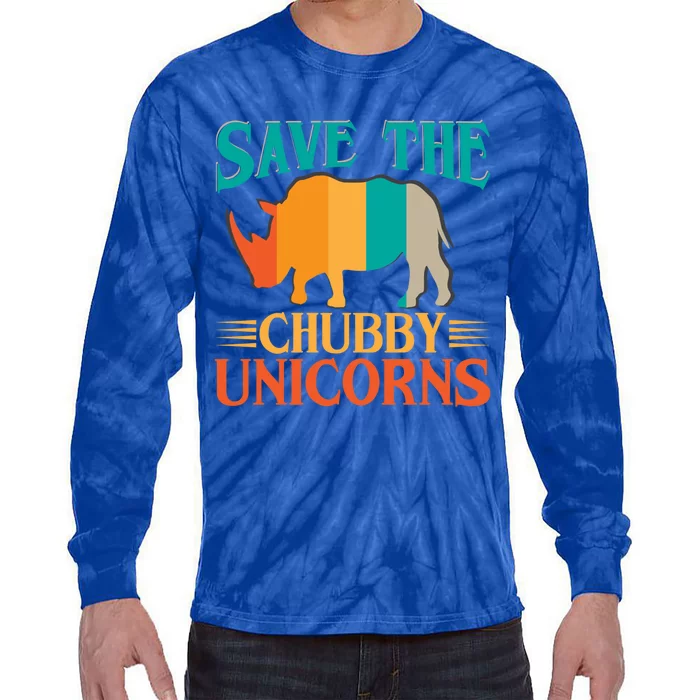 Save The Chubby Unicorn Funny Fat Rhino Animal Rights Gift Tie-Dye Long Sleeve Shirt